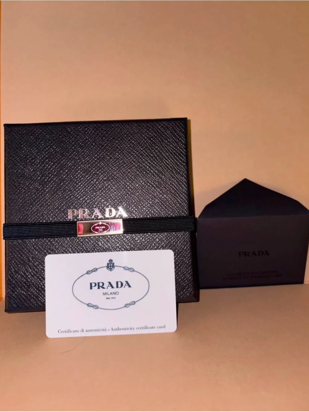 Prada small saffiano and smooth leather wallet